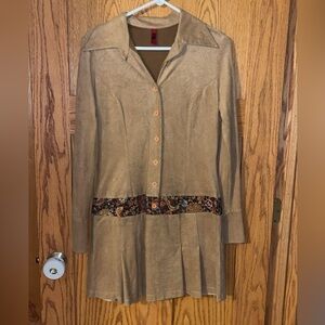 Elegant Tan Button-Up Dress